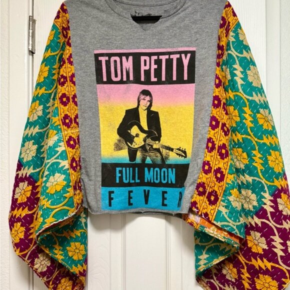 Tom Petty Graphic Tee with Colorful Kimono Sleeves - Picture 2 of 7